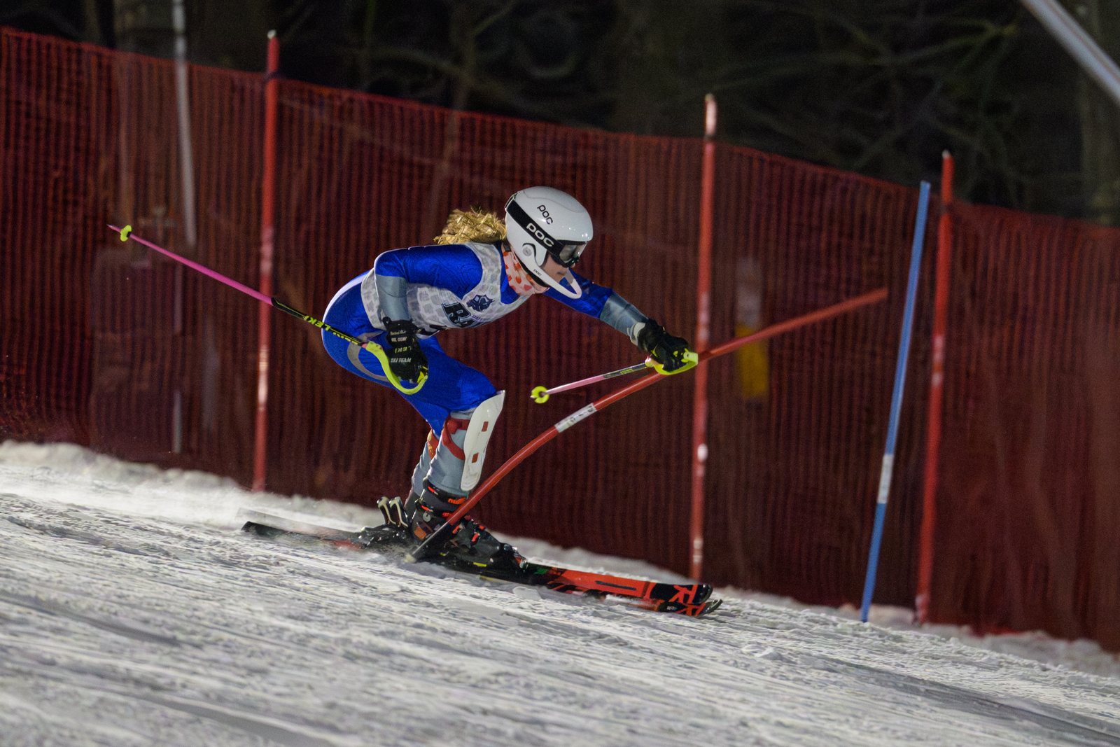 An alpine ski racer through the gates